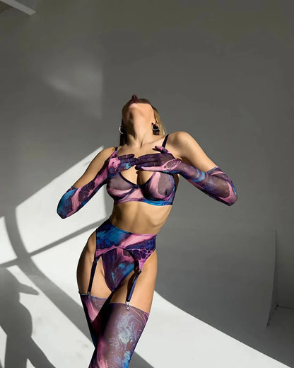 5-Delige Tie Dye Lingerie Set